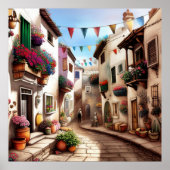 Eine kleine Touristenstadt mit kleinen Gassen Gesc Poster (Vorne)