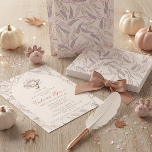 Eine kleine Türkei ist auf dem Weg Autumn Baby Sho Einladung