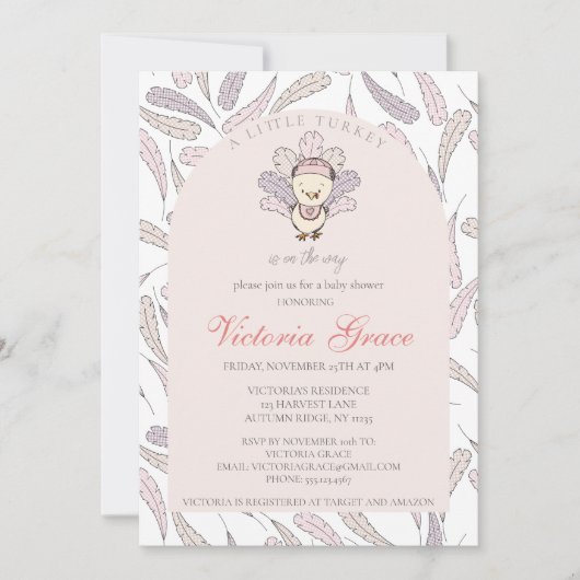 Eine kleine Türkei ist auf dem Weg Autumn Baby Sho Einladung (Vorderseite)