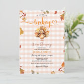 Eine kleine Türkei Orange Gingham Autumn Baby Show Einladung (Stehend Vorderseite)