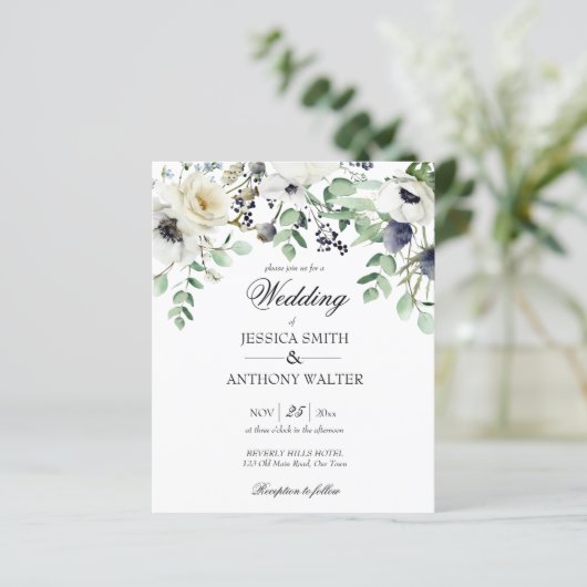 Eine kleine, weiße Blumenfeier lädt Sie ein (Stehend Vorderseite)