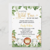 Eine kleine Wild One Animals Baby Dusche Einladung (Vorderseite)