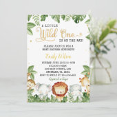 Eine kleine Wild One Animals Baby Dusche Einladung (Stehend Vorderseite)