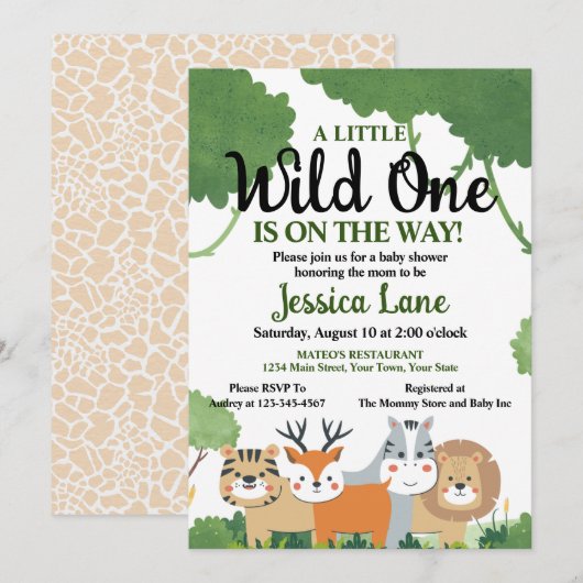 Eine kleine Wild One Baby Dusche Einladung (Vorne/Hinten)