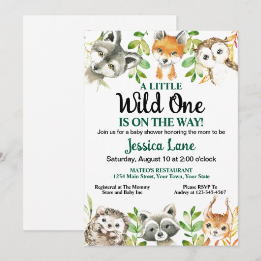 Eine kleine Wild One Baby Dusche Einladung (Vorne/Hinten)