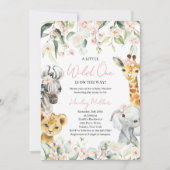 Eine kleine Wild One Girl Jungle Babydusche Einladung (Vorderseite)