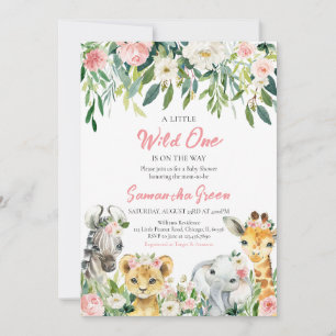 Eine kleine Wild One Girl Jungle Babydusche Einladung
