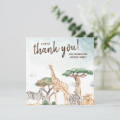 Eine kleine Wild One Safari Animals Kinderdusche Dankeskarte (Stehend Vorderseite)