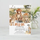 Eine kleine Wild One Safari Animals Kinderdusche Einladung (Stehend Vorderseite)