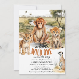 Eine kleine Wild One Safari Animals Kinderdusche Einladung