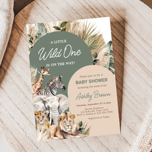 Eine kleine Wild One Safari Animals Kinderdusche Einladung