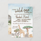 Eine kleine Wild One Safari Animals Kinderdusche Einladung (Vorne/Hinten)