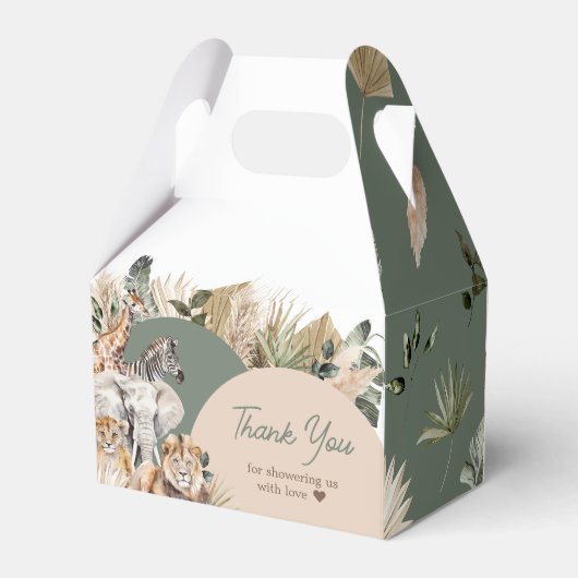 Eine kleine Wild One Safari Animals Kinderdusche Geschenkschachtel (Rückseite)