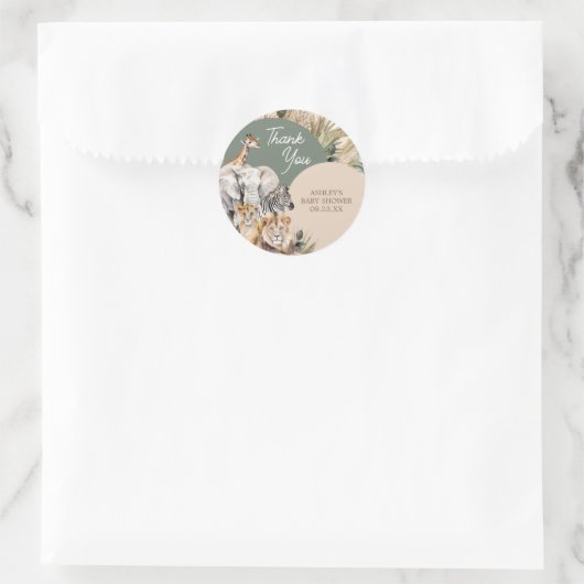 Eine kleine Wild One Safari Animals Kinderdusche Runder Aufkleber (Tasche)