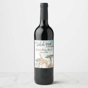 Eine kleine Wild One Safari Animals Kinderdusche Weinetikett