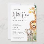 Eine kleine Wild One Safari Baby Dusche Einladung (Vorderseite)