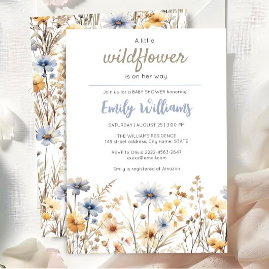 Eine kleine Wildblume Baby Dusche Einladung
