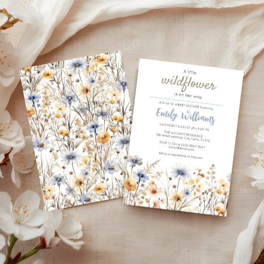 Eine kleine Wildblume Baby Dusche Einladung