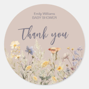 Eine kleine Wildblume Baby Dusche Einladung Runder Aufkleber
