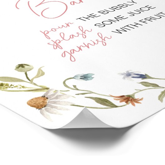 Eine kleine Wildblume Baby Dusche Mama Osa Bar Poster (Ecke)