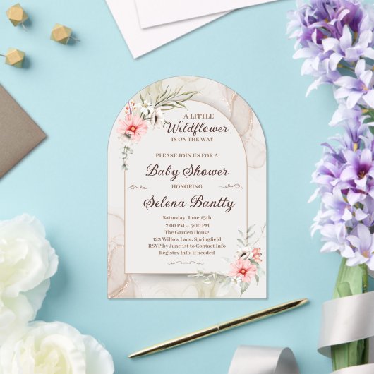 Eine kleine Wildblume Baby Girl Dusche Elegant Acryleinladungen (Insitu (Hochzeit))