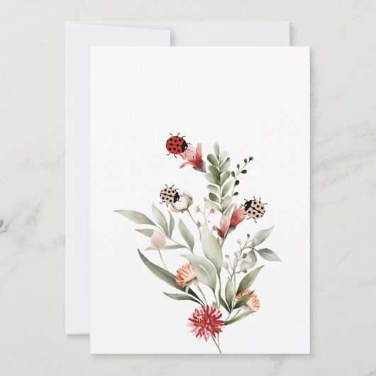 Eine kleine Wildblume Baby Girl Dusche Ladybug Einladung (Rückseite)