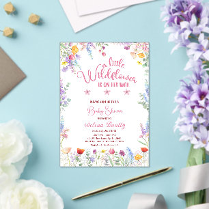 Eine kleine Wildblume Baby Girl Dusche pink Acryleinladungen