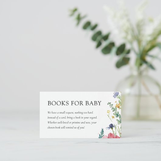 Eine kleine Wildblume Babydusche Bücher für Baby Begleitkarte (Stehend Vorderseite)