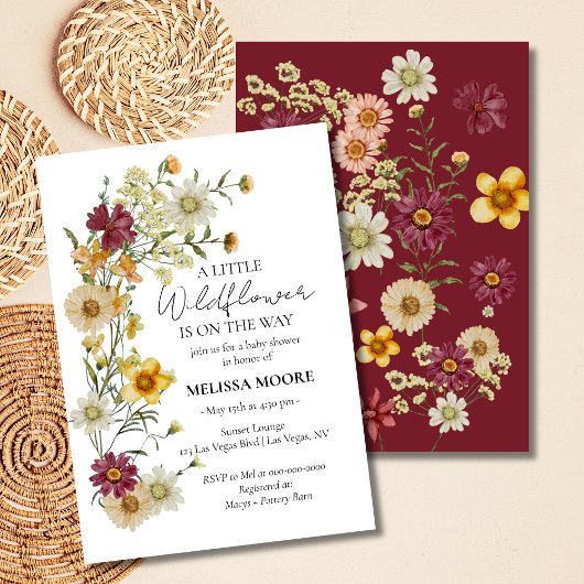 Eine kleine Wildblume Babydusche Einladung