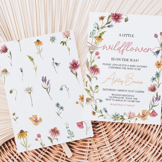 Eine kleine Wildblume Babydusche Einladung