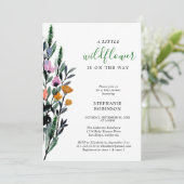 Eine kleine Wildblume Babydusche Einladung (Stehend Vorderseite)