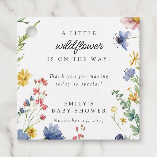 Eine kleine Wildblume Babydusche Geschenkanhänger (Vorderseite)