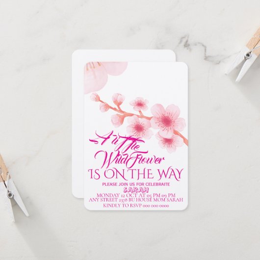 Eine kleine Wildblume Babydusche laden Sie ein (Vorderseite/Rückseite Beispiel)