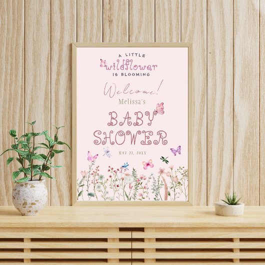 Eine kleine Wildblume Babydusche Willkommenspender Poster