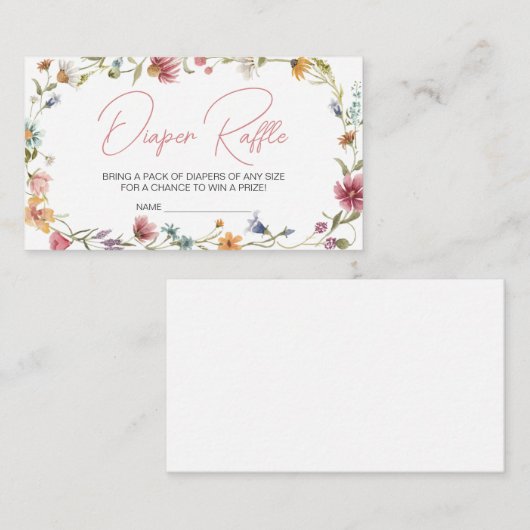 Eine kleine Wildblume Babydusche Windeln Raffle Begleitkarte (Vorne/Hinten)