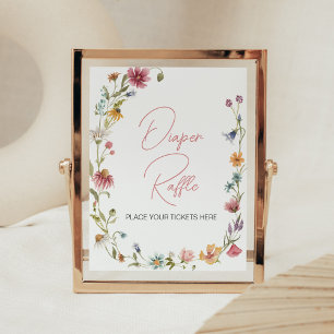 Eine kleine Wildblume Babydusche Windeln Raffle Poster