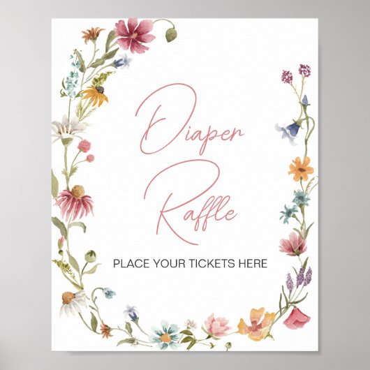 Eine kleine Wildblume Babydusche Windeln Raffle Poster (Vorne)