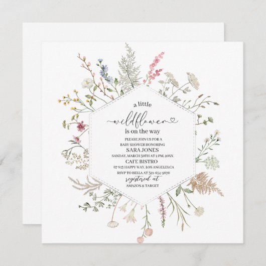 Eine kleine Wildblume befindet sich auf dem Weg zu Einladung (Vorne/Hinten)