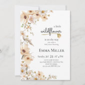 Eine kleine Wildblume Beige Kinderdusche Einladung (Vorderseite)