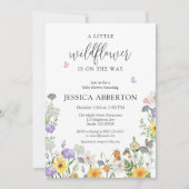 Eine kleine Wildblume blaurosa neutrale Babydusche Einladung (Vorderseite)