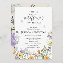 Eine kleine Wildblume blaurosa neutrale Babydusche Einladung