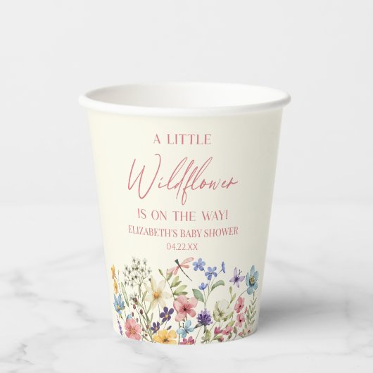 Eine kleine Wildblume-Blume-Blumendusche Pappbecher (Vorderseite)