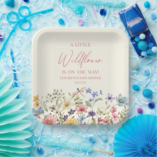 Eine kleine Wildblume-Blume-Blumendusche Pappteller (Party)