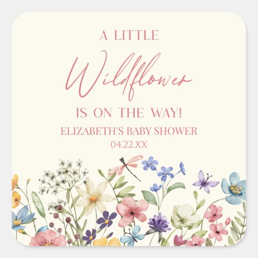 Eine kleine Wildblume-Blume-Blumendusche Quadratischer Aufkleber (Vorderseite)