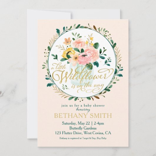 Eine kleine Wildblume Blumendusche Einladung (Vorderseite)