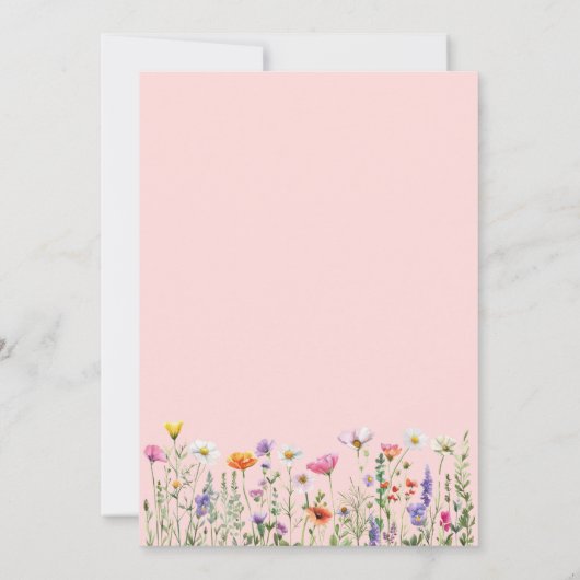 Eine kleine Wildblume Blumenrosa Babydusche Einladung (Rückseite)