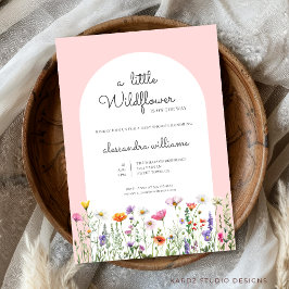 Eine kleine Wildblume Blumenrosa Babydusche Einladung