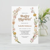 Eine kleine Wildblume Boho Chic Girl Babydusche Einladung (Stehend Vorderseite)