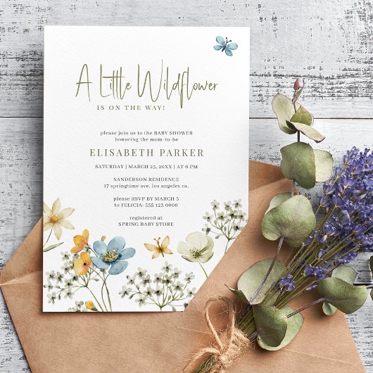 Eine kleine Wildblume Boho Feder Blütendusche Einladung