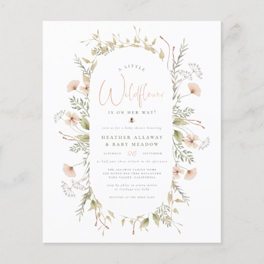 Eine kleine Wildblume Boho Girl Babydusche Budget (Vorderseite)